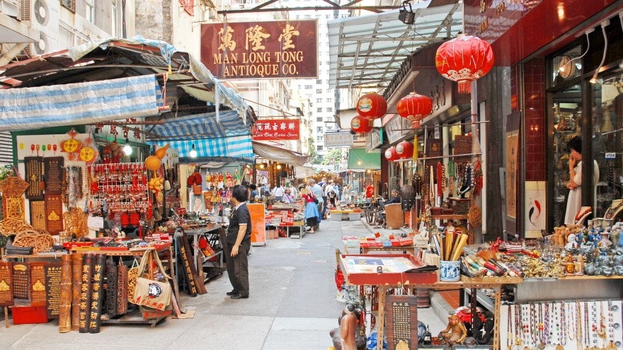 Cat Street Hong Kong sokak pazarı