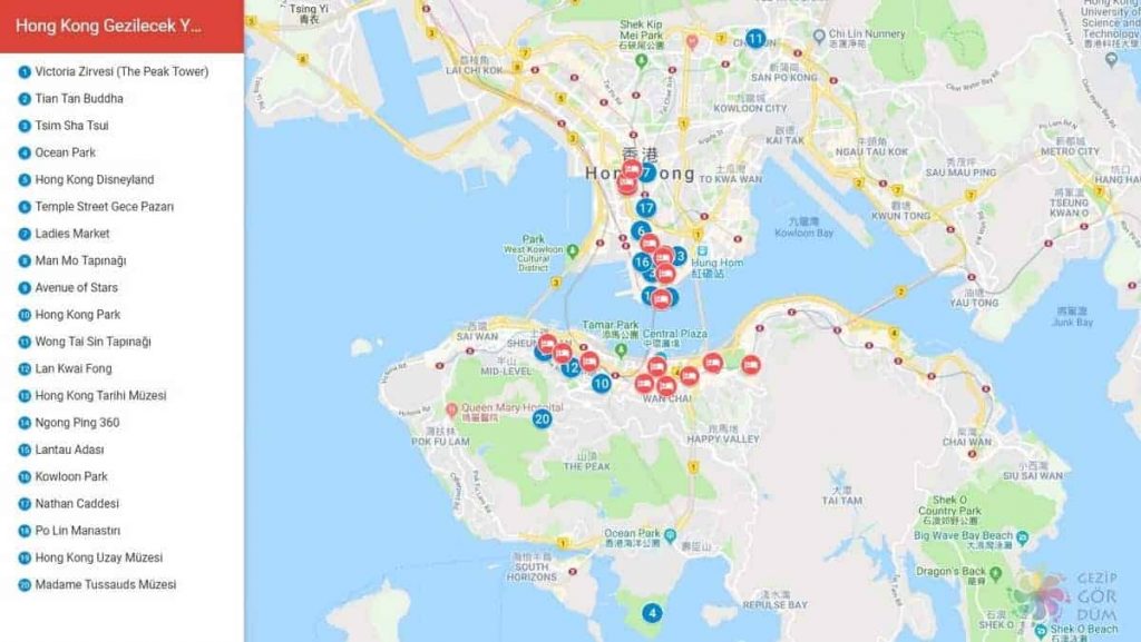 hong kong gezilecek yerler konum bilgileri