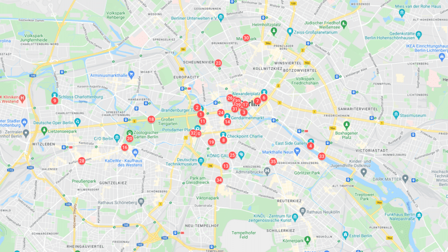 Berlin gezilecek yerler harita