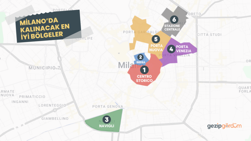 Milano'da Nerede Kalınır Haritası ve Konaklama Bölgeleri